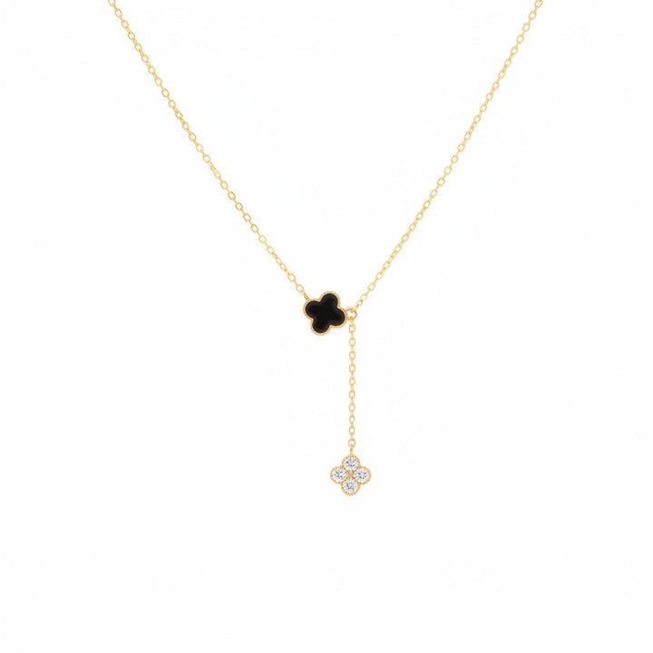 Noir Quatrefoil Drop Necklace