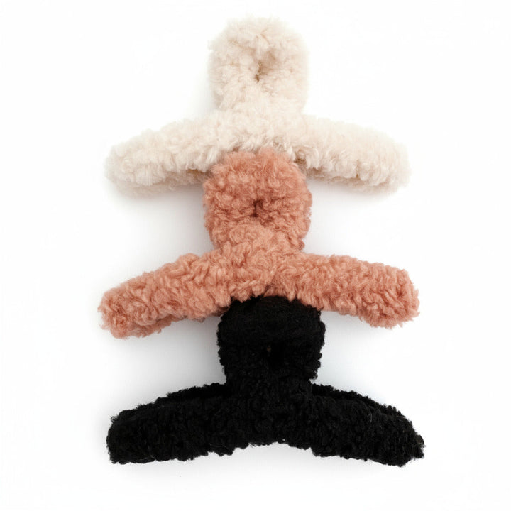 Teddy Love Fuzzy Hair Claw Clip