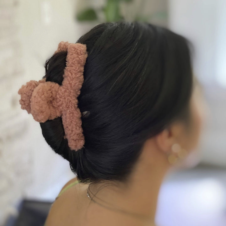 Teddy Love Fuzzy Hair Claw Clip