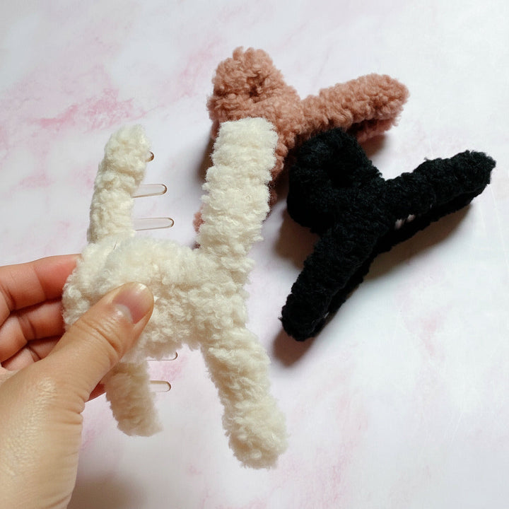 Teddy Love Fuzzy Hair Claw Clip