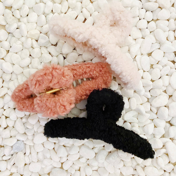Teddy Love Fuzzy Hair Claw Clip