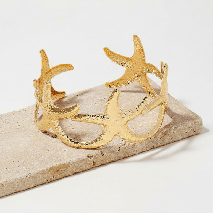 Textured Metallic Starfish Cuff Bracelet