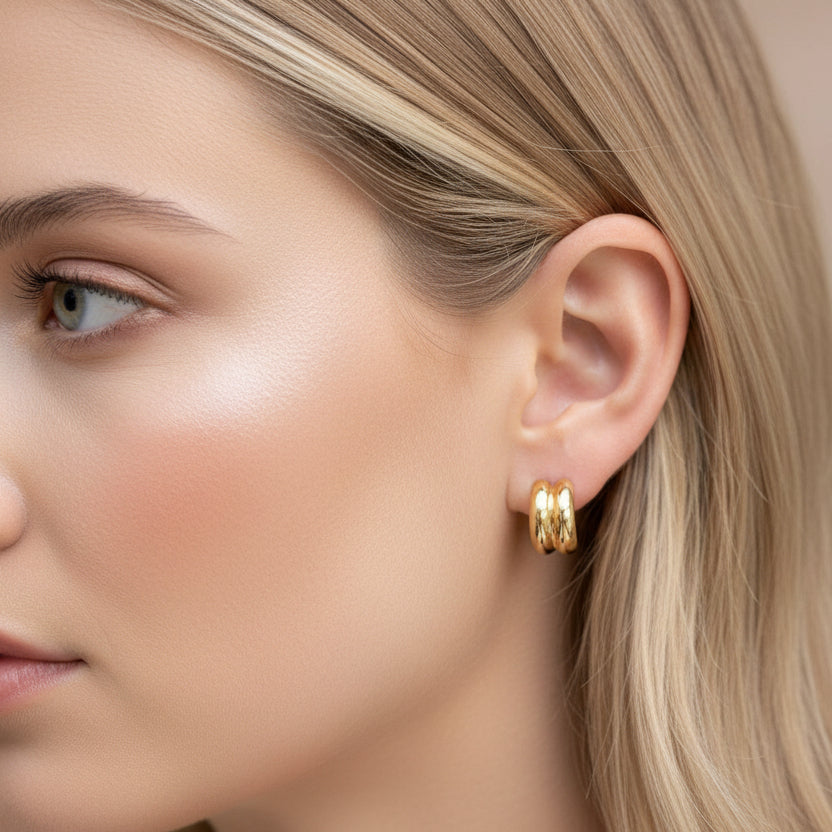 Chunky Huggie Hoop Earrings