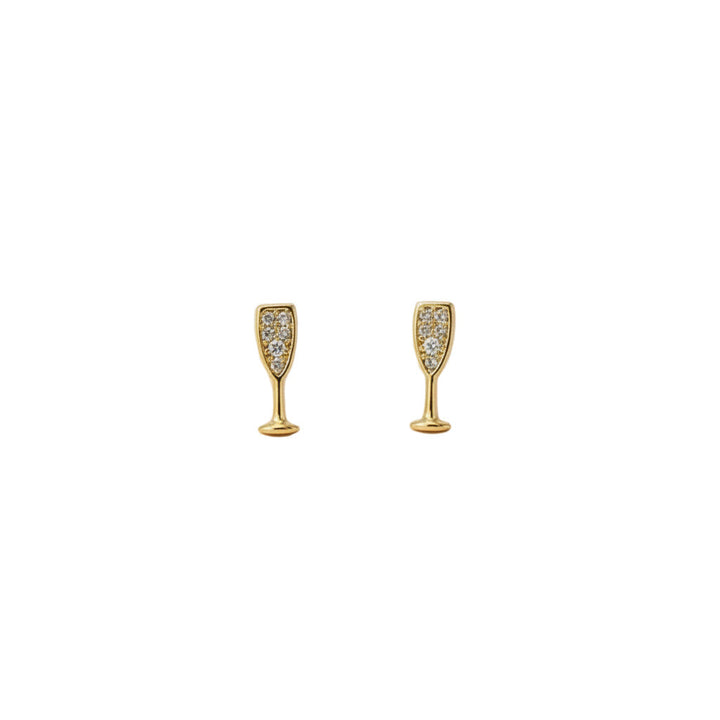 Pave Champagne Stud Earrings - Gold | Silver