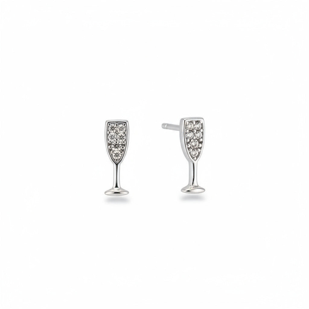 Pave Champagne Stud Earrings - Gold | Silver