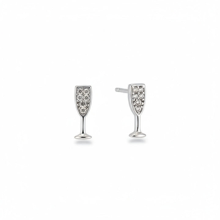 Pave Champagne Stud Earrings - Gold | Silver