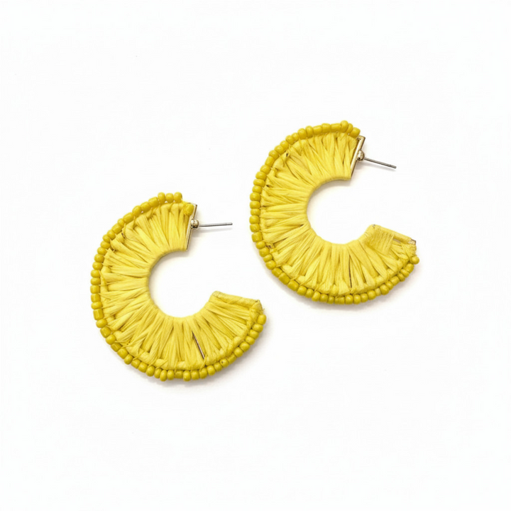 Color Pop Raffia Half Hoop Earrings